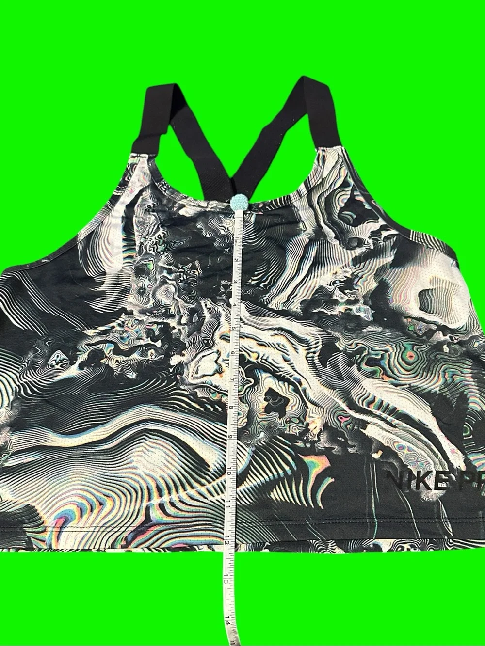Nike Black & White/ Rainbow Marble-Print Racerback Crop Top